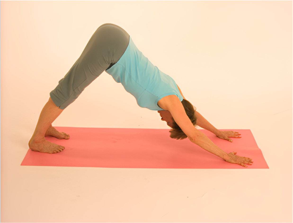 Person in yoga pose on pink mat
