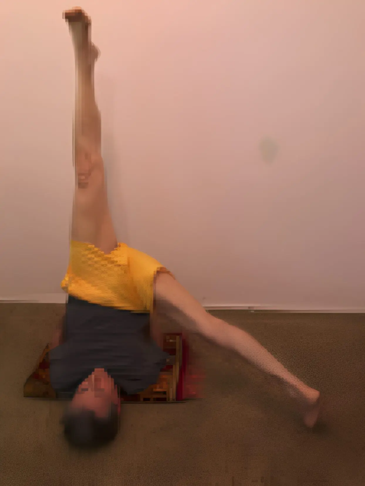 Yoga pose with raised leg