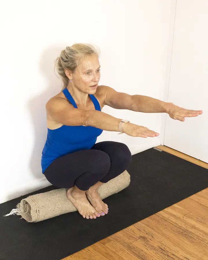 Relaxation exercise on wooden floor