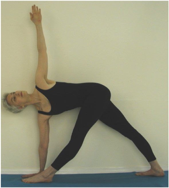 Yoga enthusiast in Trikonasana position