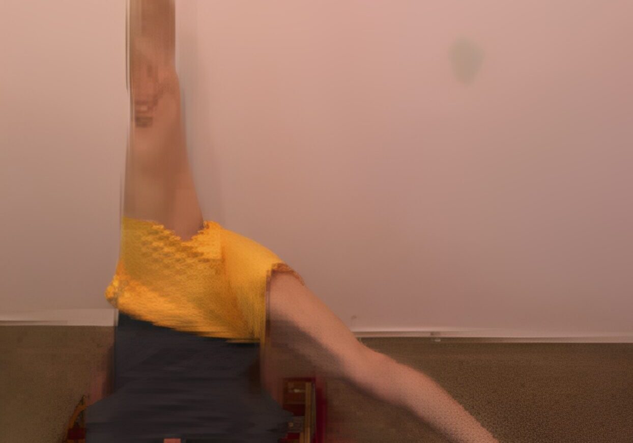 Yoga pose with raised leg