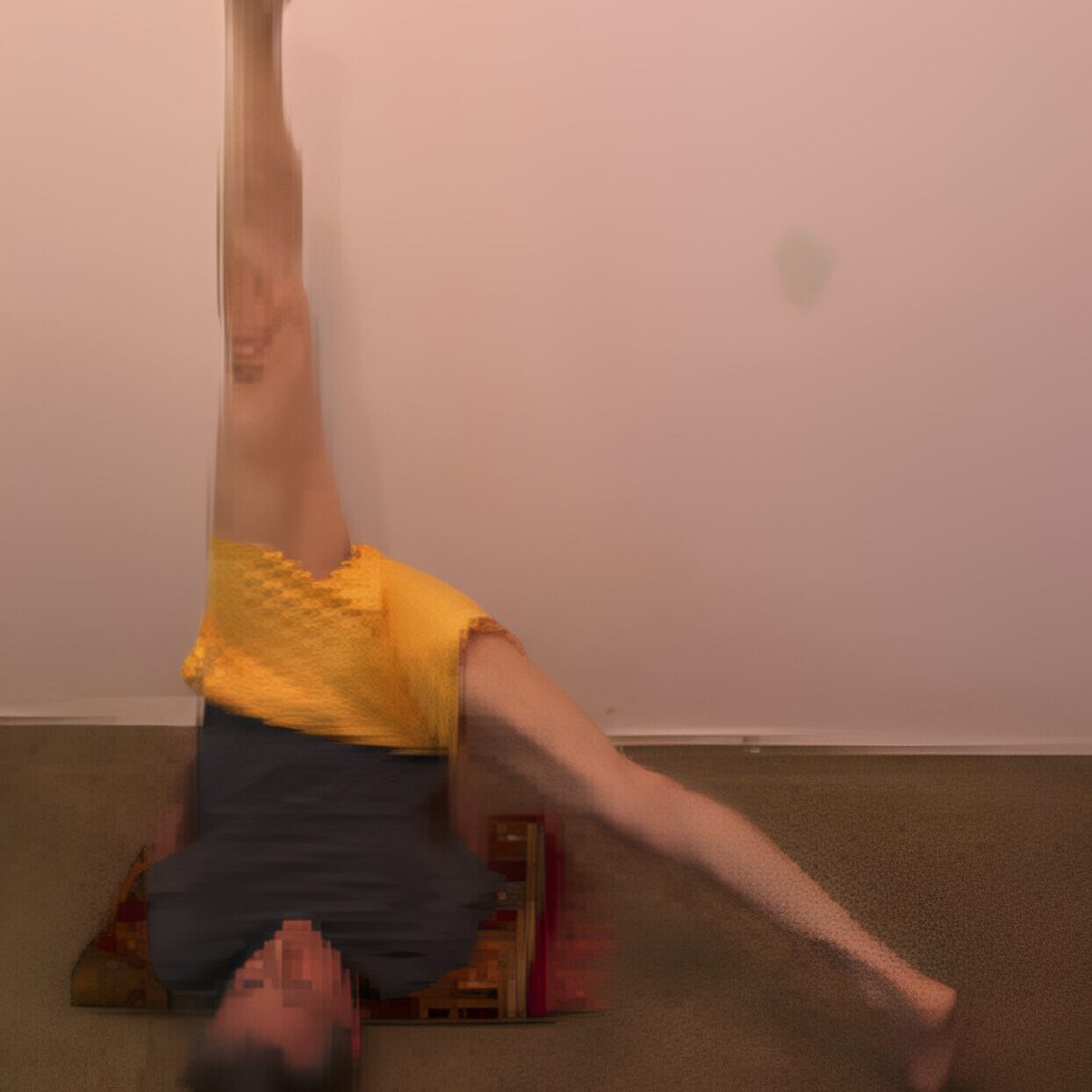 Yoga pose with raised leg