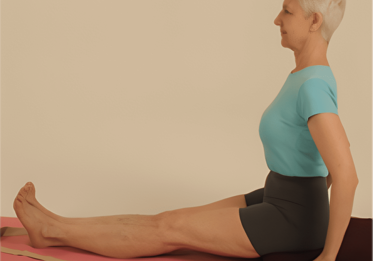 Yoga exercise on mat indoors