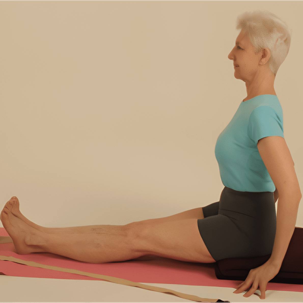 Yoga exercise on mat indoors