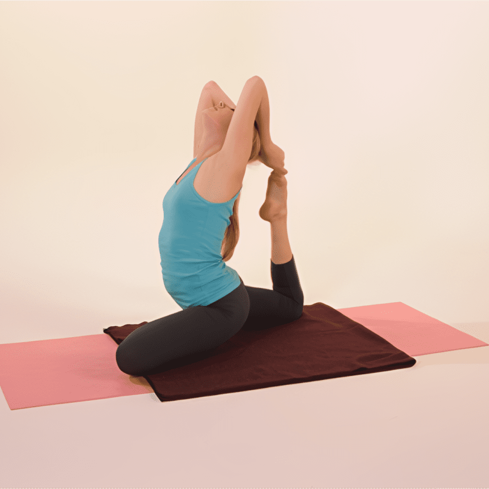 Person doing a yoga pose indoors