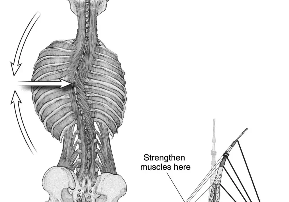 Posterior spine and ribcage rotation exercise illustration