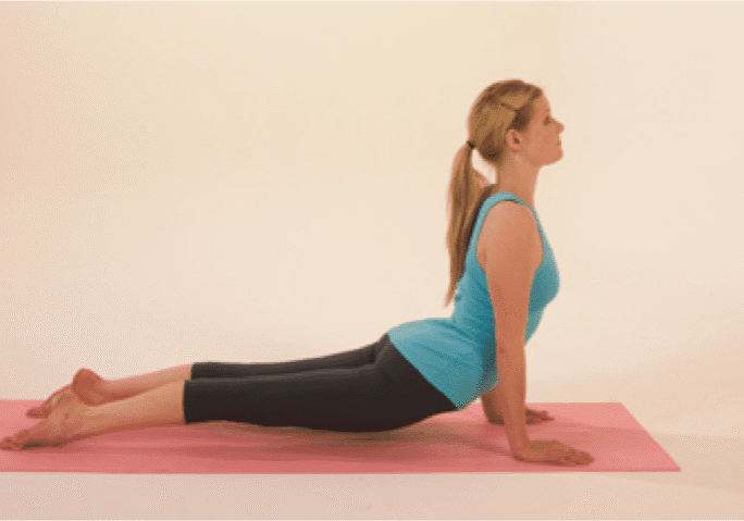Yoga exercise on pink mat